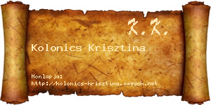 Kolonics Krisztina névjegykártya